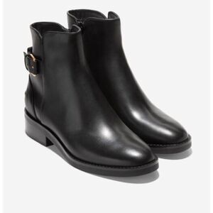 Cole Haan Women's Hampshire Black Leather Buckle Ankle Boots US 6.5